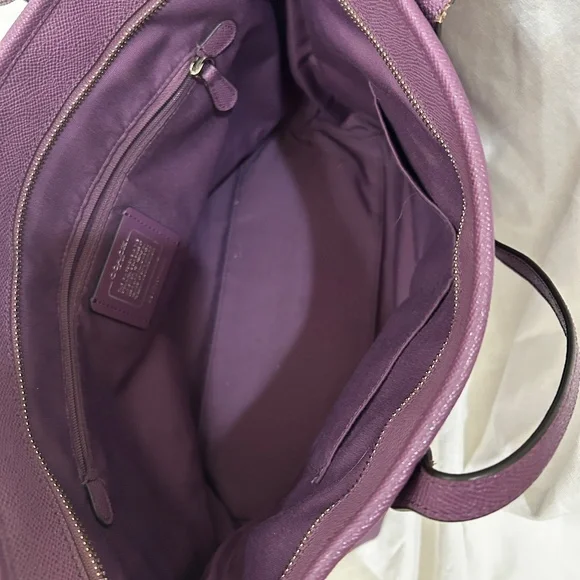 Coach City Tote bag in purple crossgrain or Saffiano leather - Picture 3 of 5